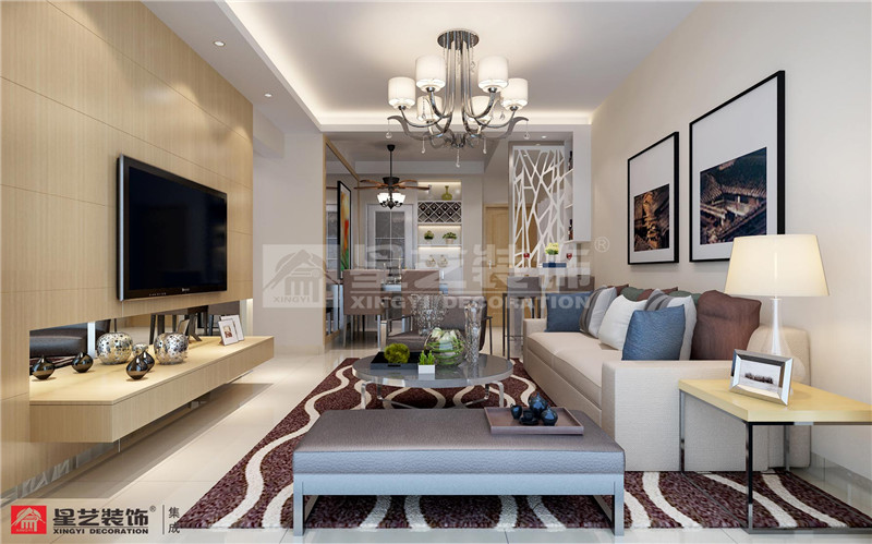 云星錢(qián)隆江南88平客廳裝修效果圖