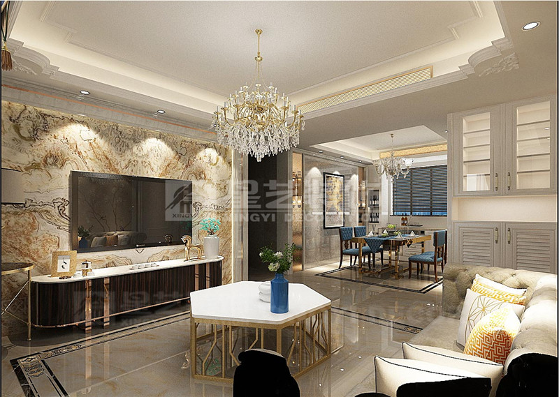 綠地國(guó)際花都110平客廳裝修效果圖