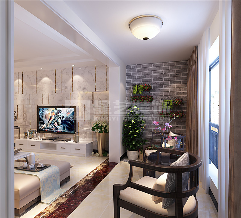 鳳景灣150平現(xiàn)代簡約陽臺(tái)裝修效果圖