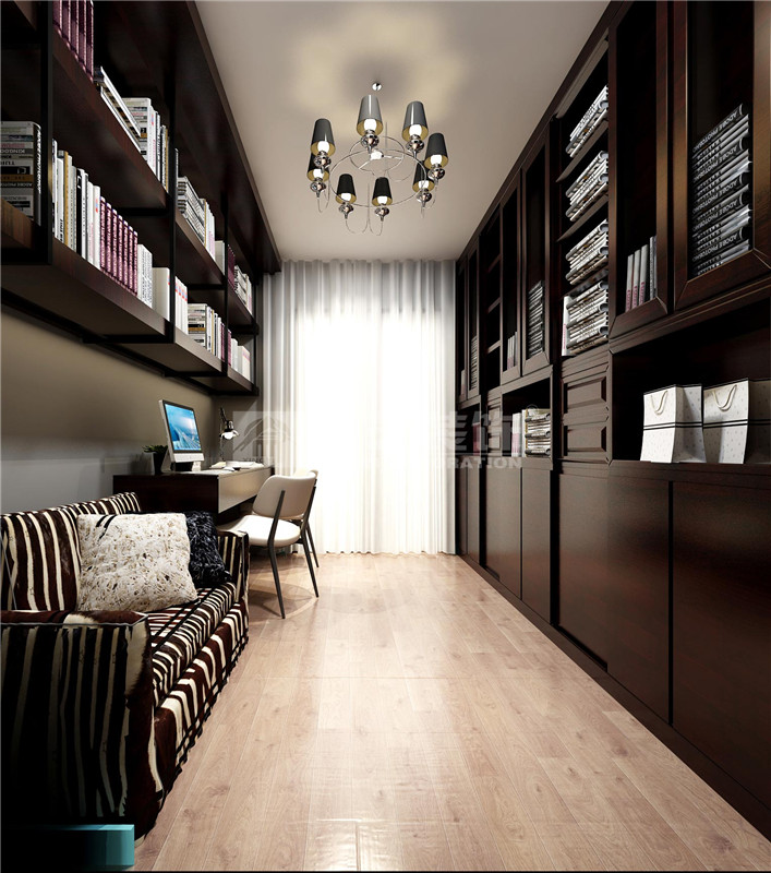 歐景庭園80平北歐風(fēng)格書(shū)房裝修效果圖