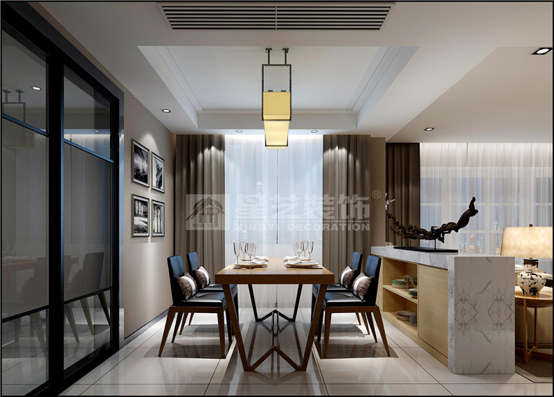 半島半山135平現(xiàn)代簡(jiǎn)約餐廳裝修效果圖