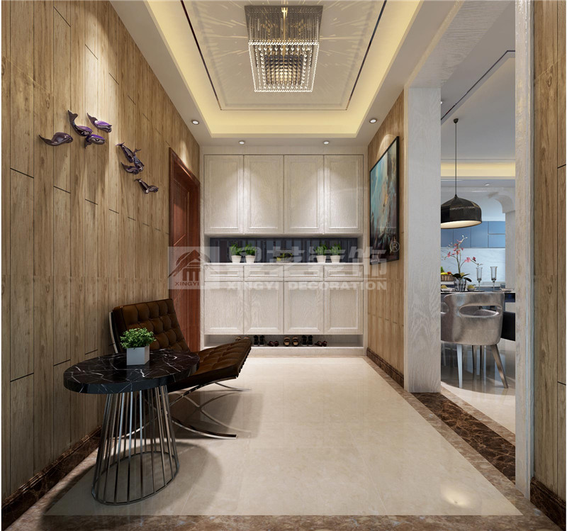 南湖景園140平現(xiàn)代簡(jiǎn)約裝修玄關(guān)裝修效果圖