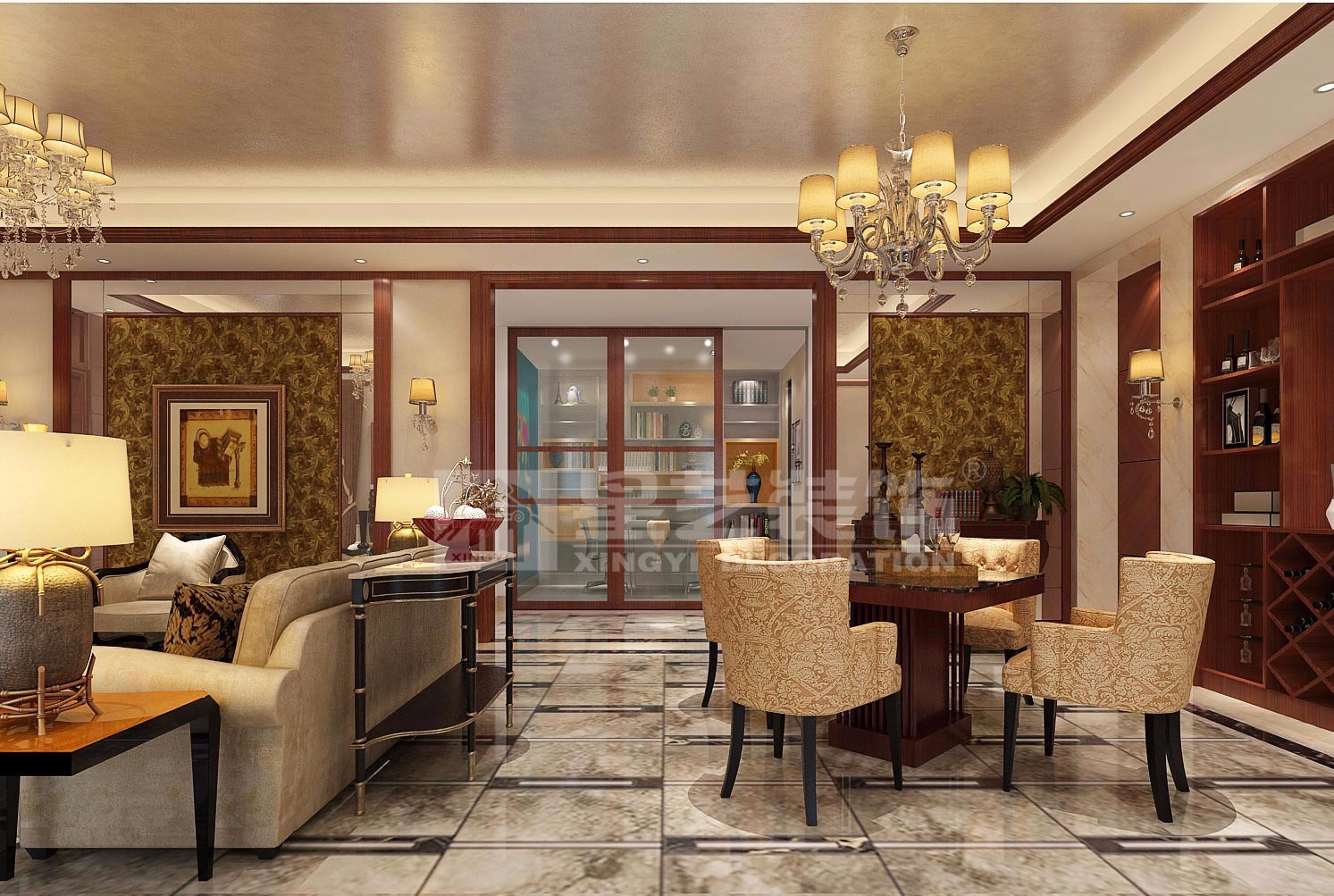 青秀萬達會所200平餐廳裝修設(shè)計效果圖