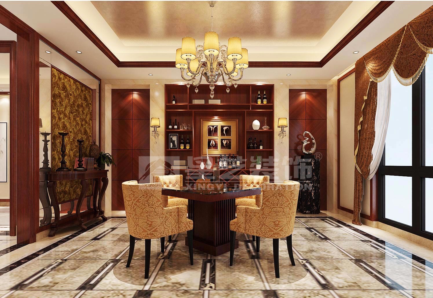 青秀萬達會所200平餐廳裝修設(shè)計效果圖