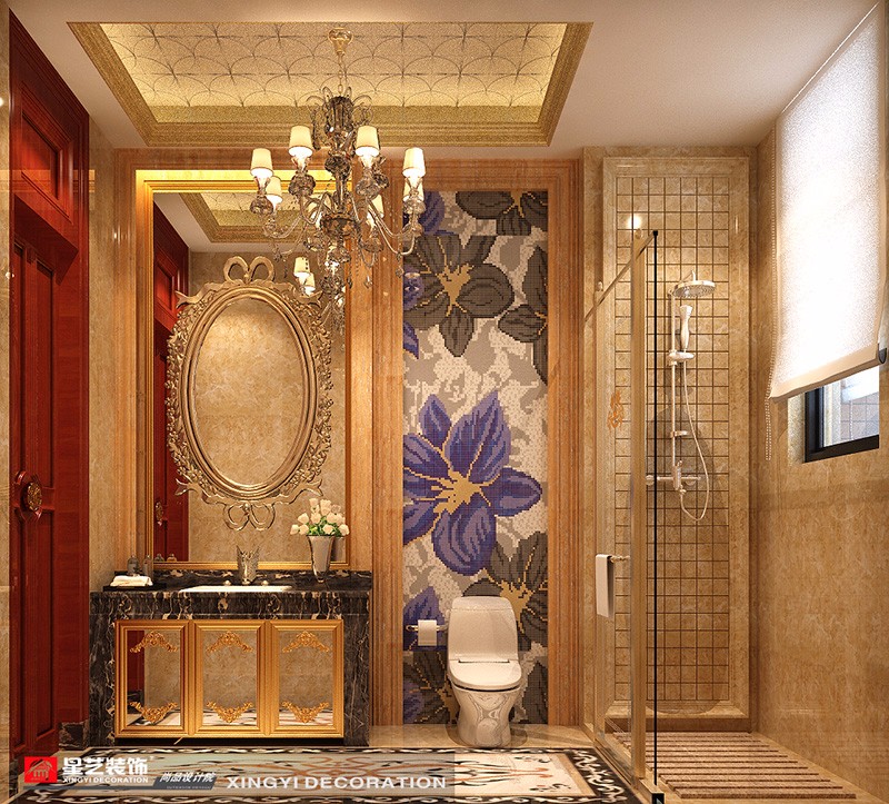 榮和公園尊府355平歐式風(fēng)格公共衛(wèi)生間裝修效果圖