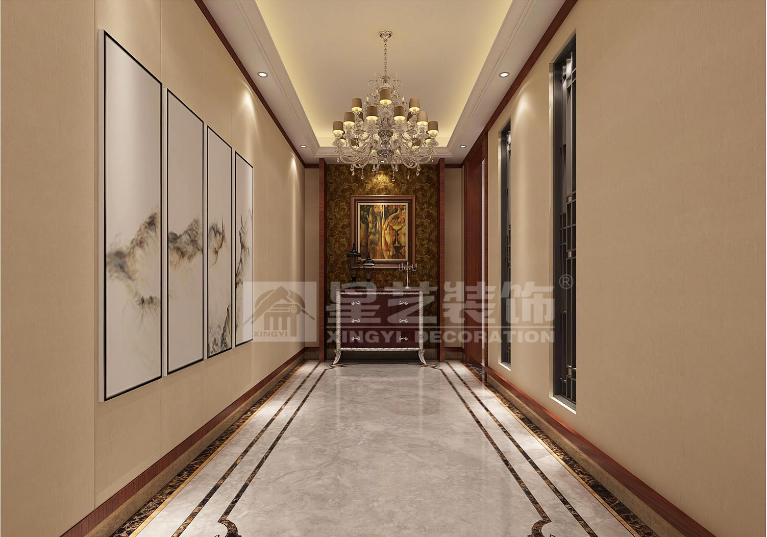 青秀萬達會所200平入戶裝修設(shè)計效果圖