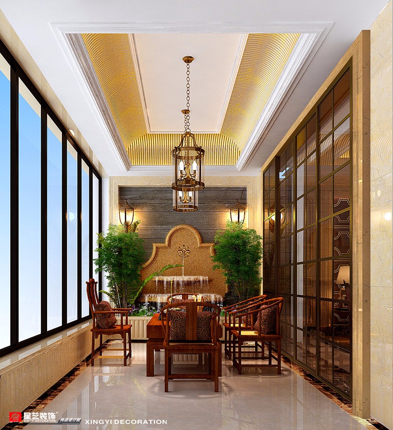 榮和公園尊府355平歐式風(fēng)格陽(yáng)臺(tái)茶室裝修效果圖