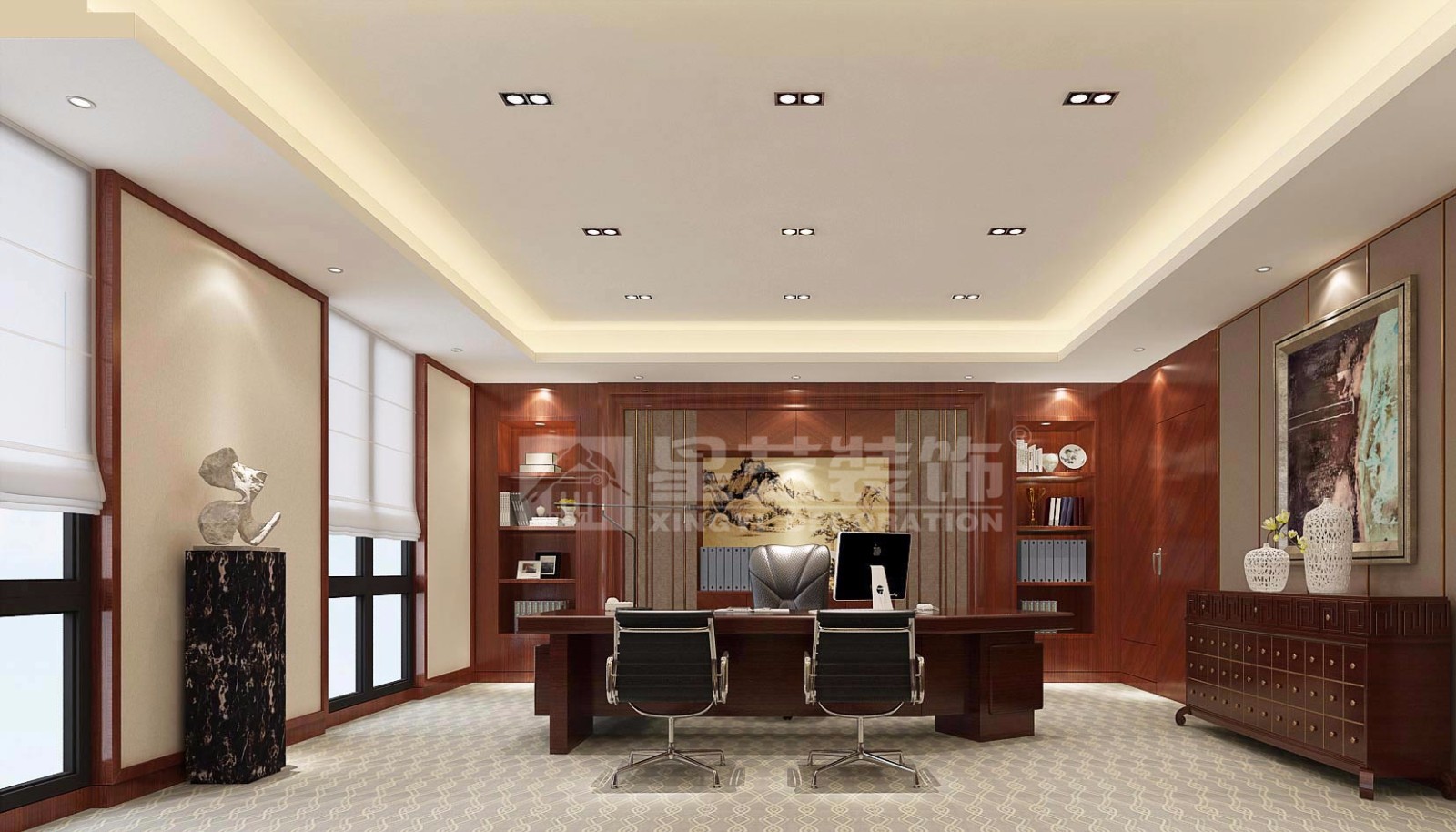 青秀萬達會所200平辦公室裝修設(shè)計效果圖