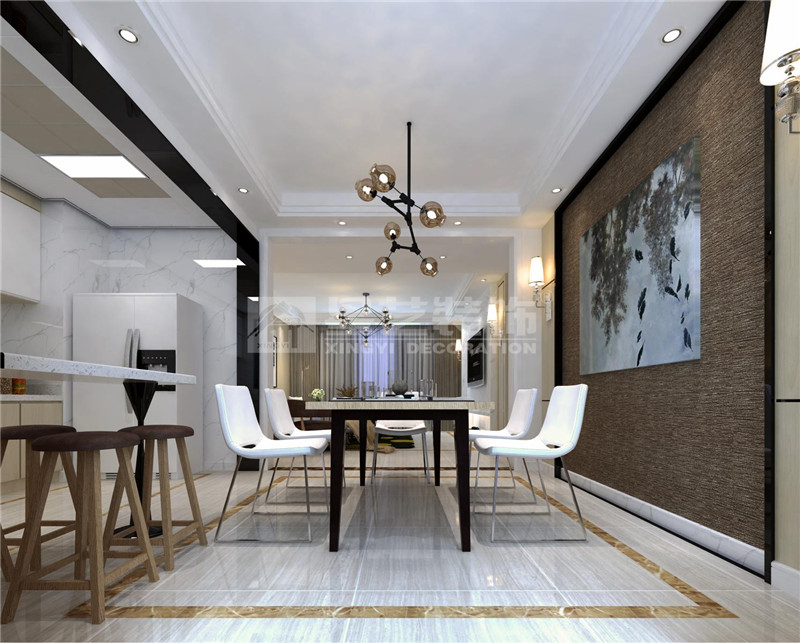 華潤(rùn)24城160平現(xiàn)代簡(jiǎn)約餐廳裝修效果圖
