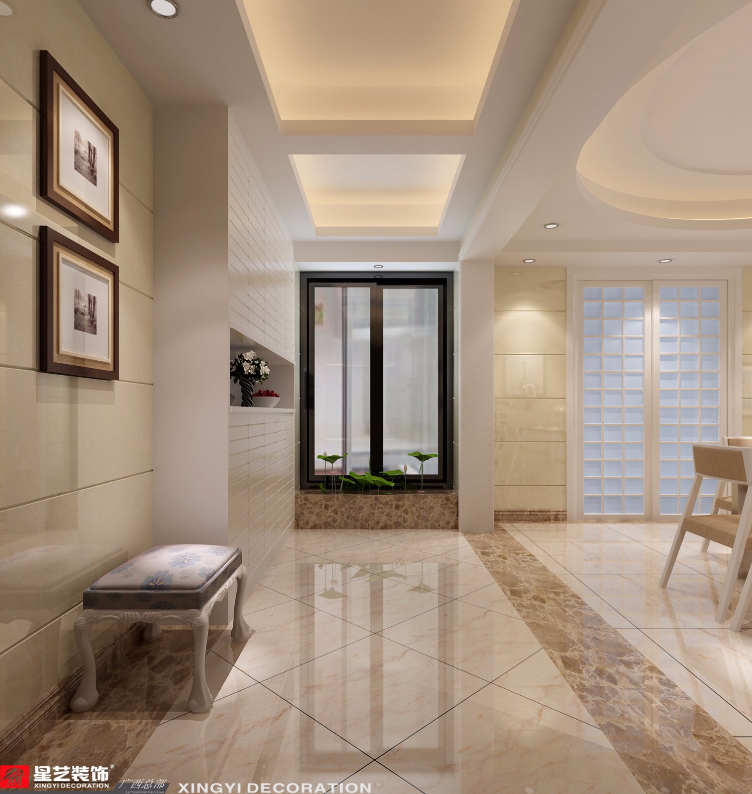 楓林藍岸143平現(xiàn)代風格入戶裝修效果圖