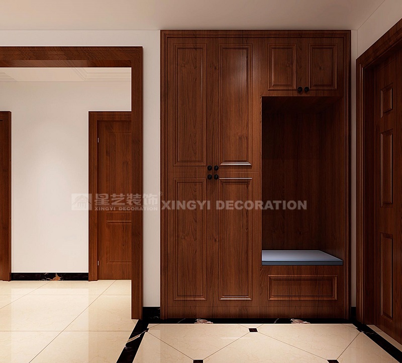 霖峰壹號120平美式風格玄關(guān)裝修效果圖