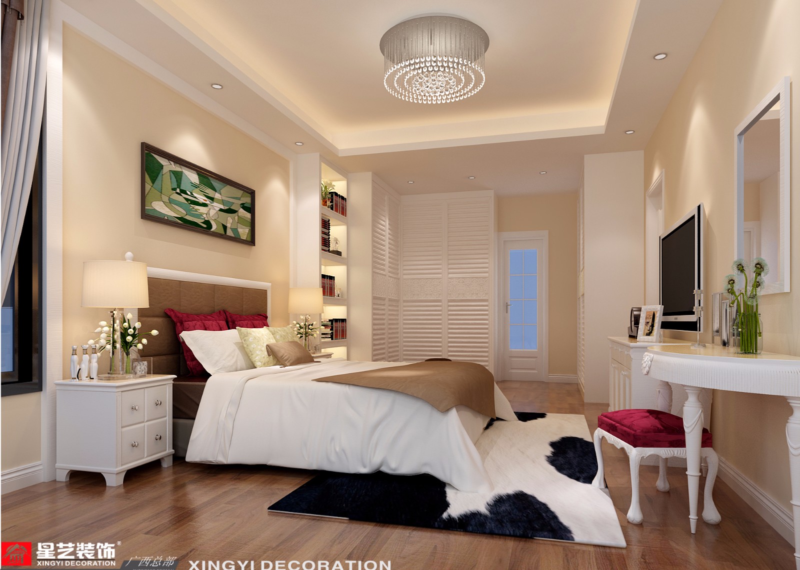 楓林藍岸143平現(xiàn)代風格臥室裝修效果圖