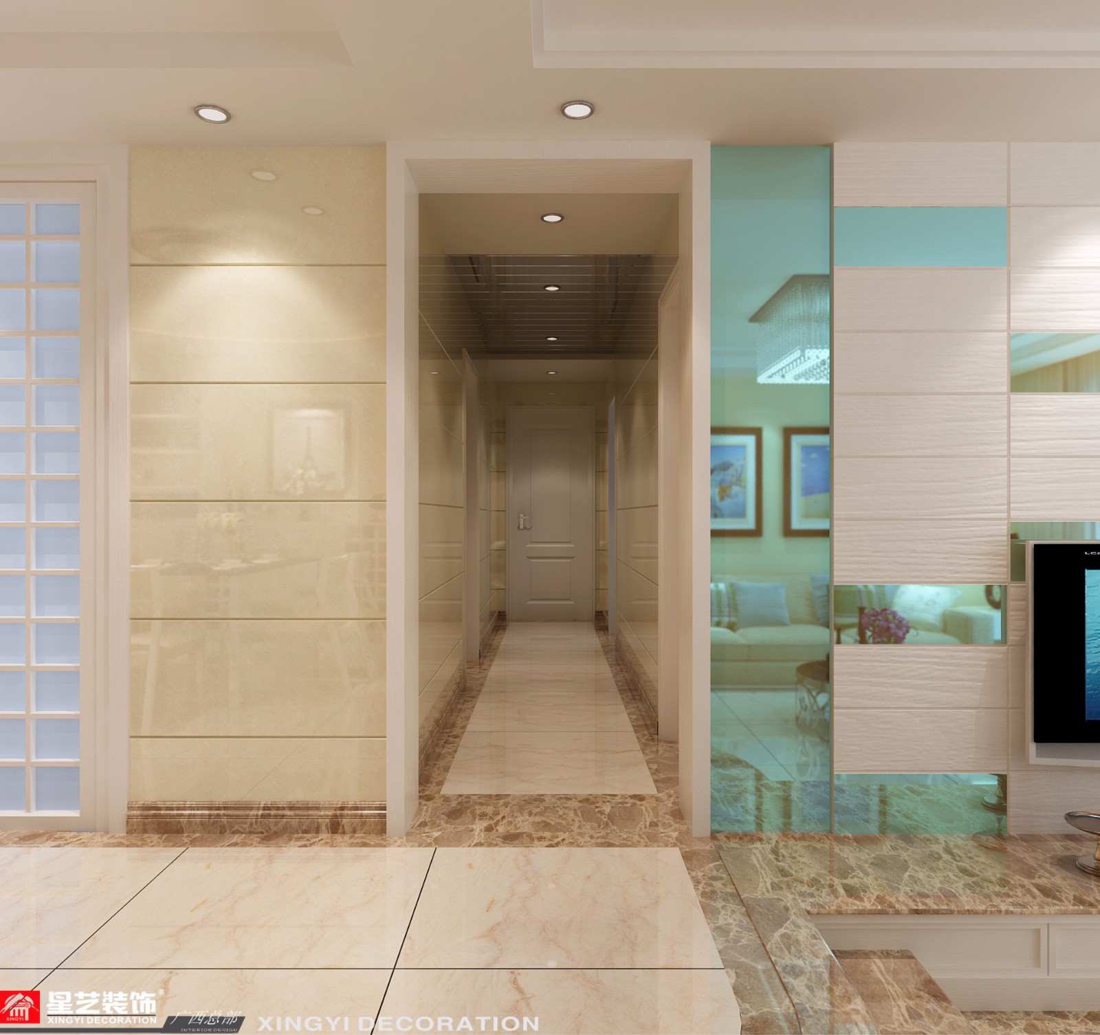 楓林藍岸143平現(xiàn)代風格過道裝修效果圖