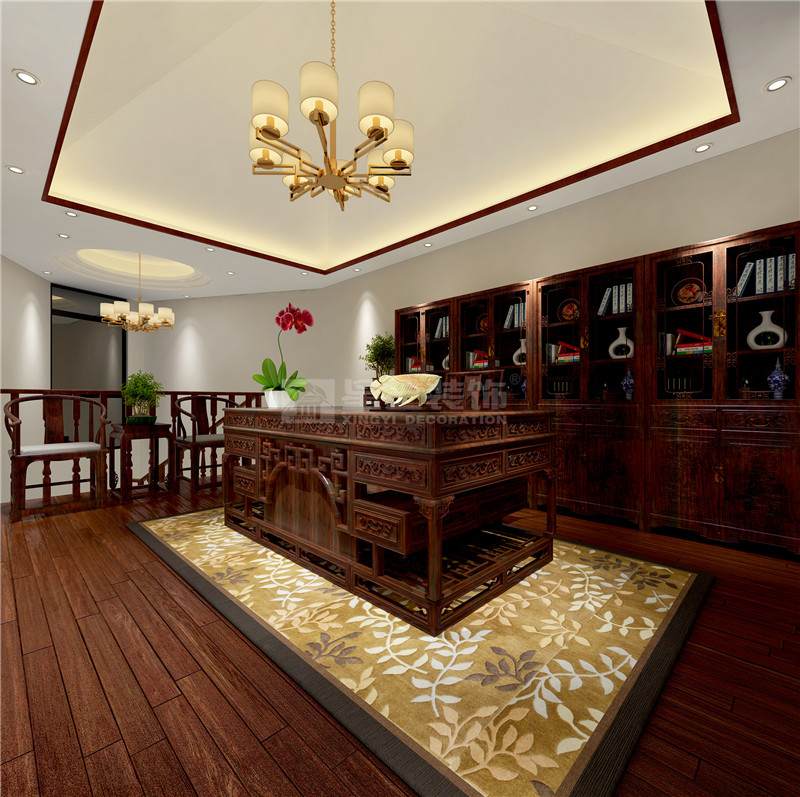 中房新天地360平中式風(fēng)格書房裝修設(shè)計(jì)效果圖