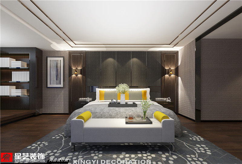 華凱逸悅豪庭400平新中式臥室裝修效果圖