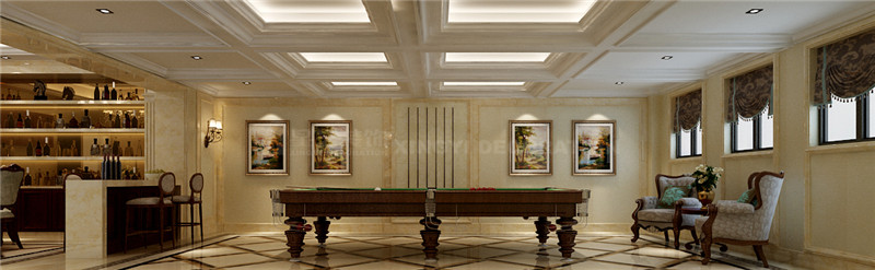 大自然花園別墅640平負(fù)一樓臺(tái)球室裝修效果圖