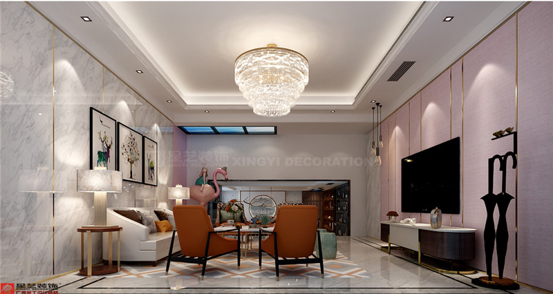 中海國際社區(qū)溫莎堡250平負一樓客廳裝修效果圖