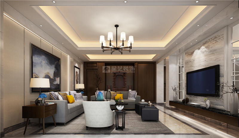 都安密洛坨風(fēng)情街別墅380平二層客廳裝修效果圖