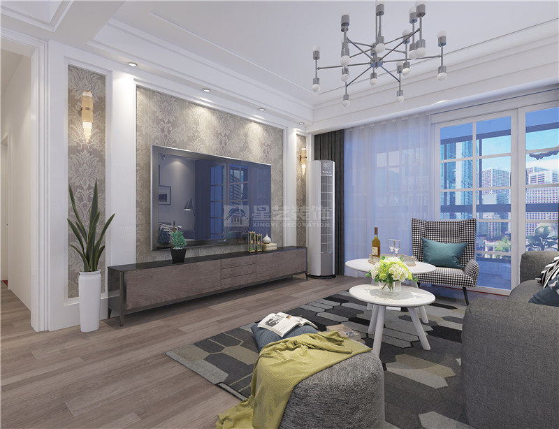 天健世紀花園130平客廳裝修效果圖