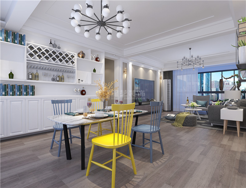 天健世紀花園130平餐客廳裝修效果圖