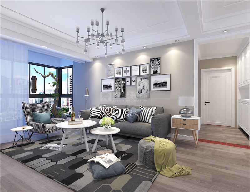 天健世紀花園130平客廳裝修效果圖