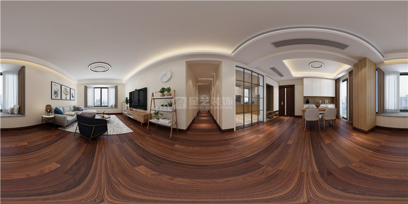 華發(fā)國賓壹號(hào) 134平客餐廳過道，廚房，裝修效果圖