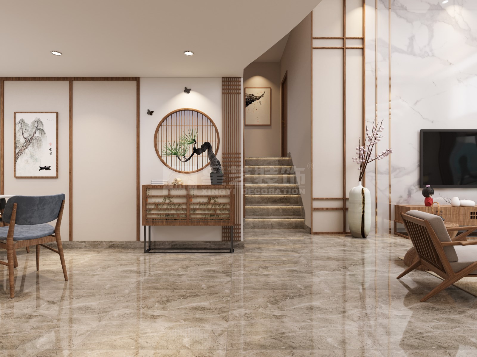 安吉山語城156平復(fù)式樓梯區(qū)裝修效果圖