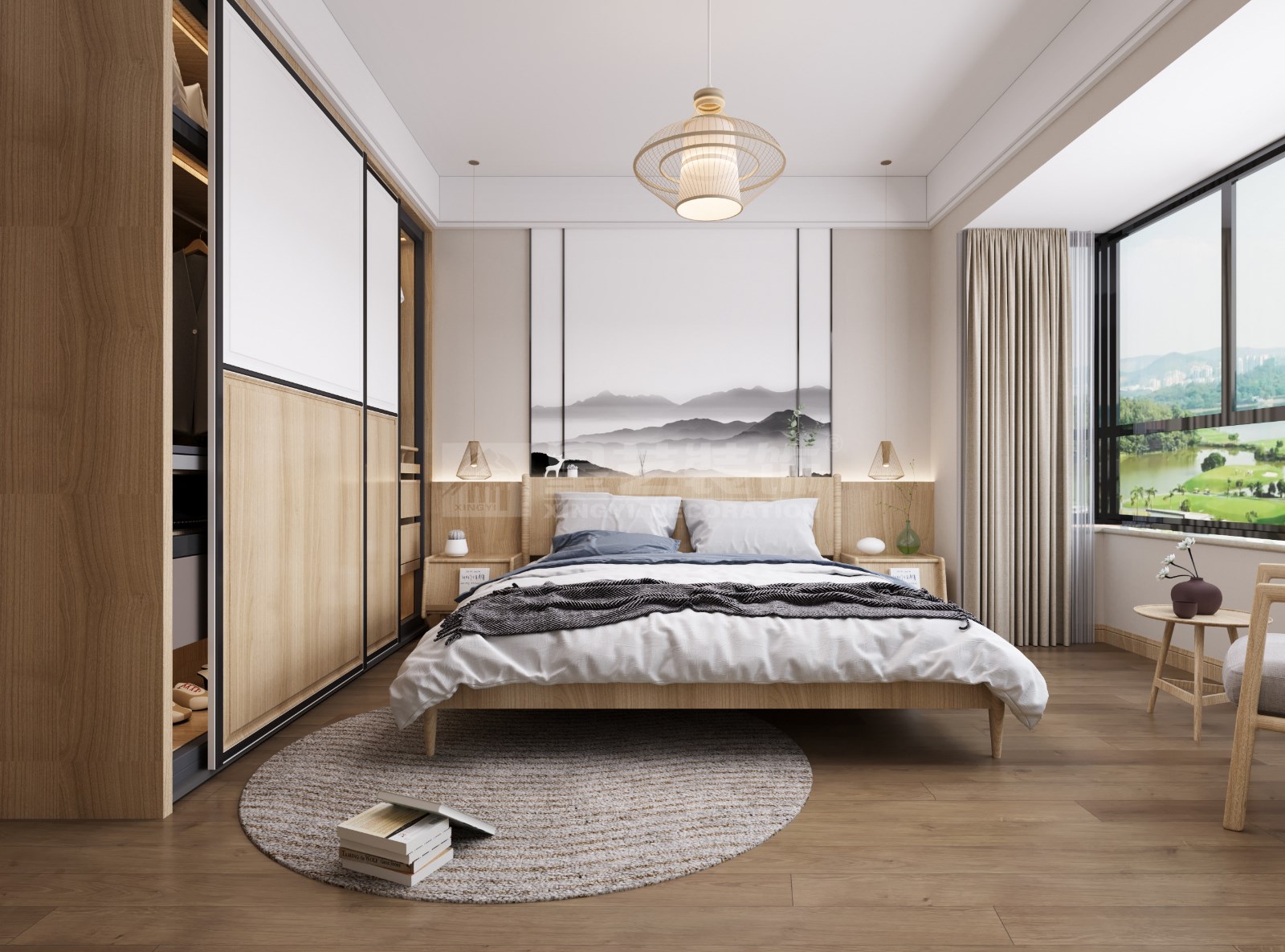 安吉山語城156平復(fù)式臥室裝修效果圖