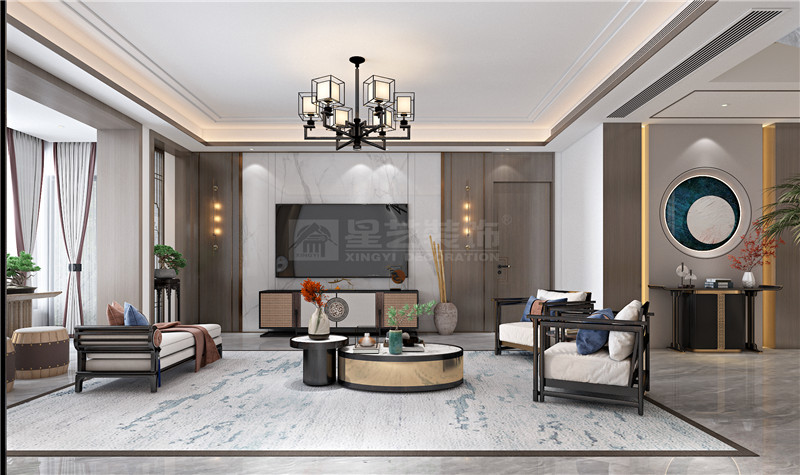 鳳景灣390平復式一樓客廳裝修效果圖