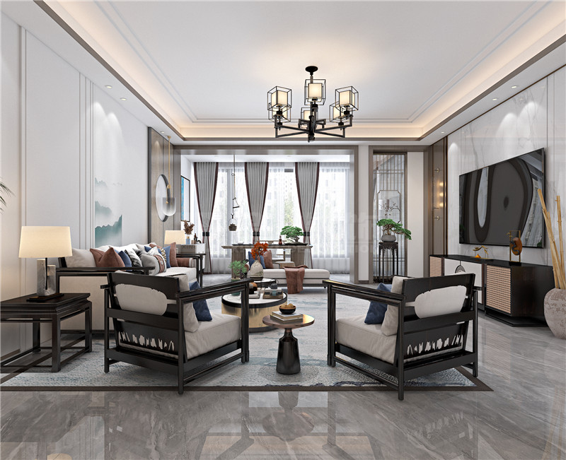 鳳景灣390平復式一樓客廳裝修效果圖