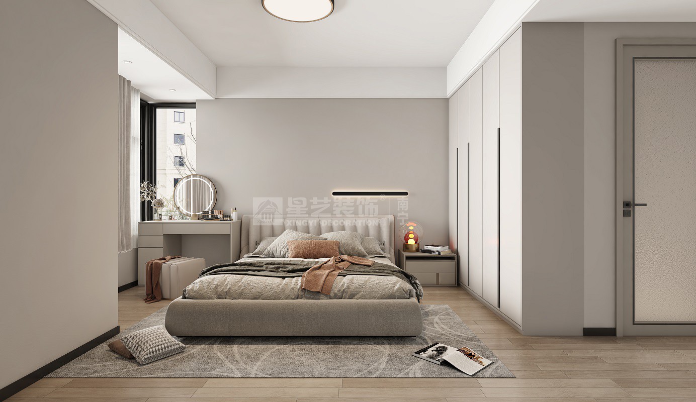 單位房140平侘寂風格臥室裝修效果圖
