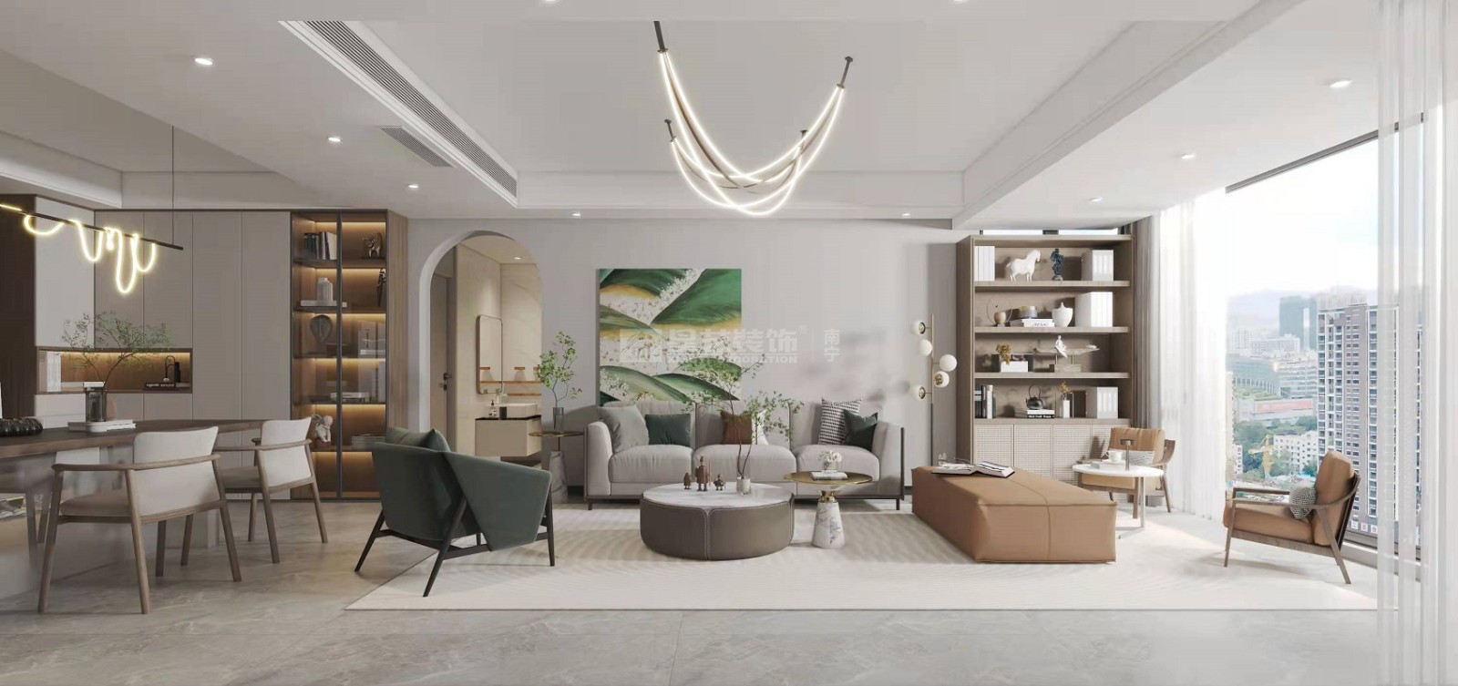 單位房140平侘寂風格客廳裝修效果圖