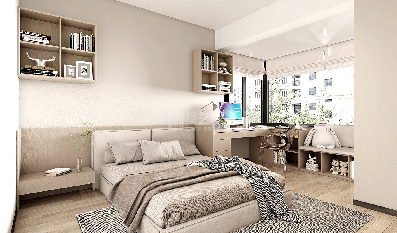 單位房140平侘寂風格兒童房裝修效果圖