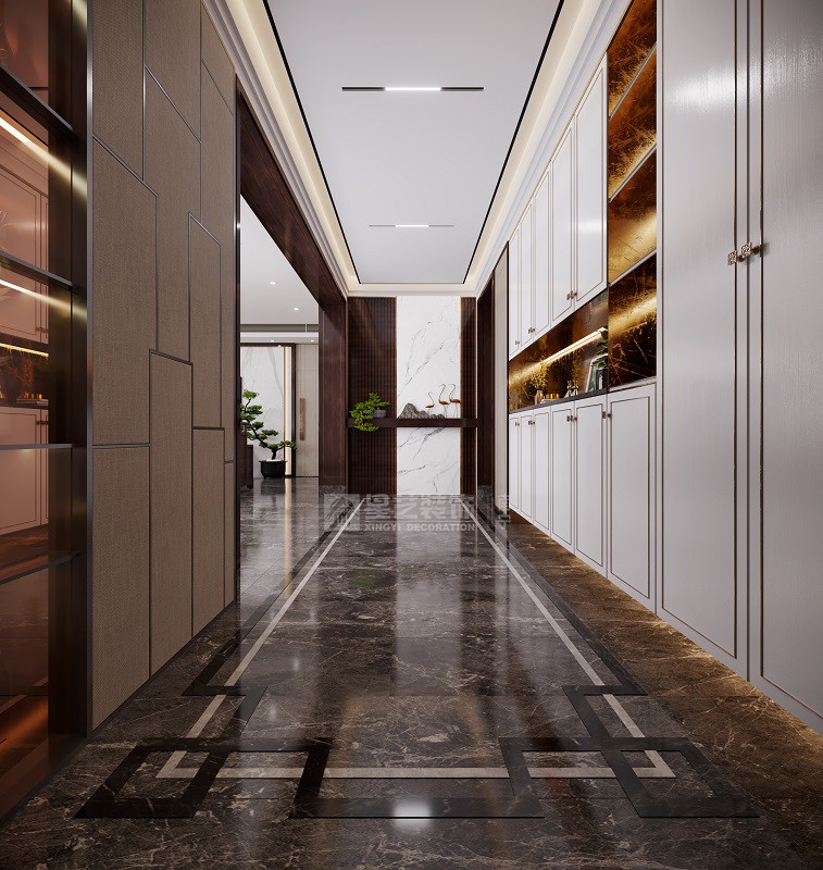 春江明月234平新中式入戶玄關裝修效果圖