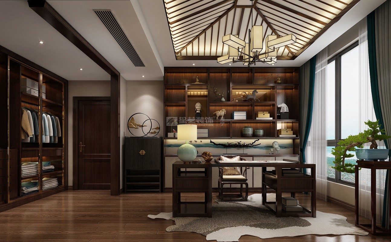 萬達(dá)茂153平新中式書房裝修效果圖