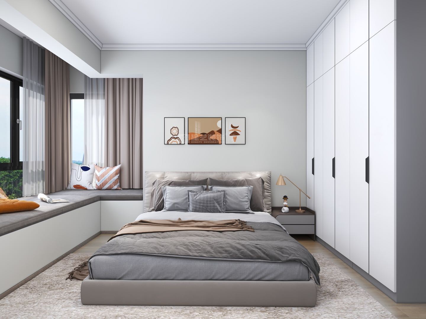 軌道御瓏壹號城113平現(xiàn)代風(fēng)格臥室裝修效果圖