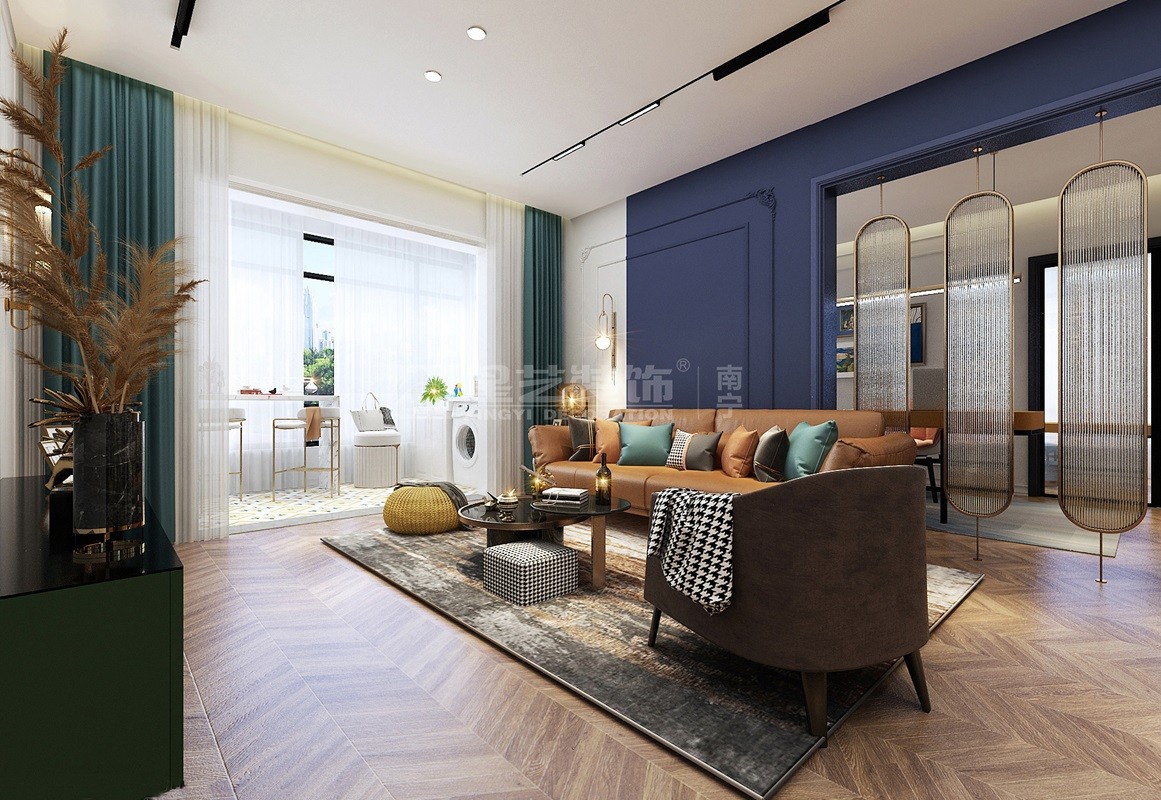 保利冠江墅140平法式復(fù)古客廳裝修效果圖