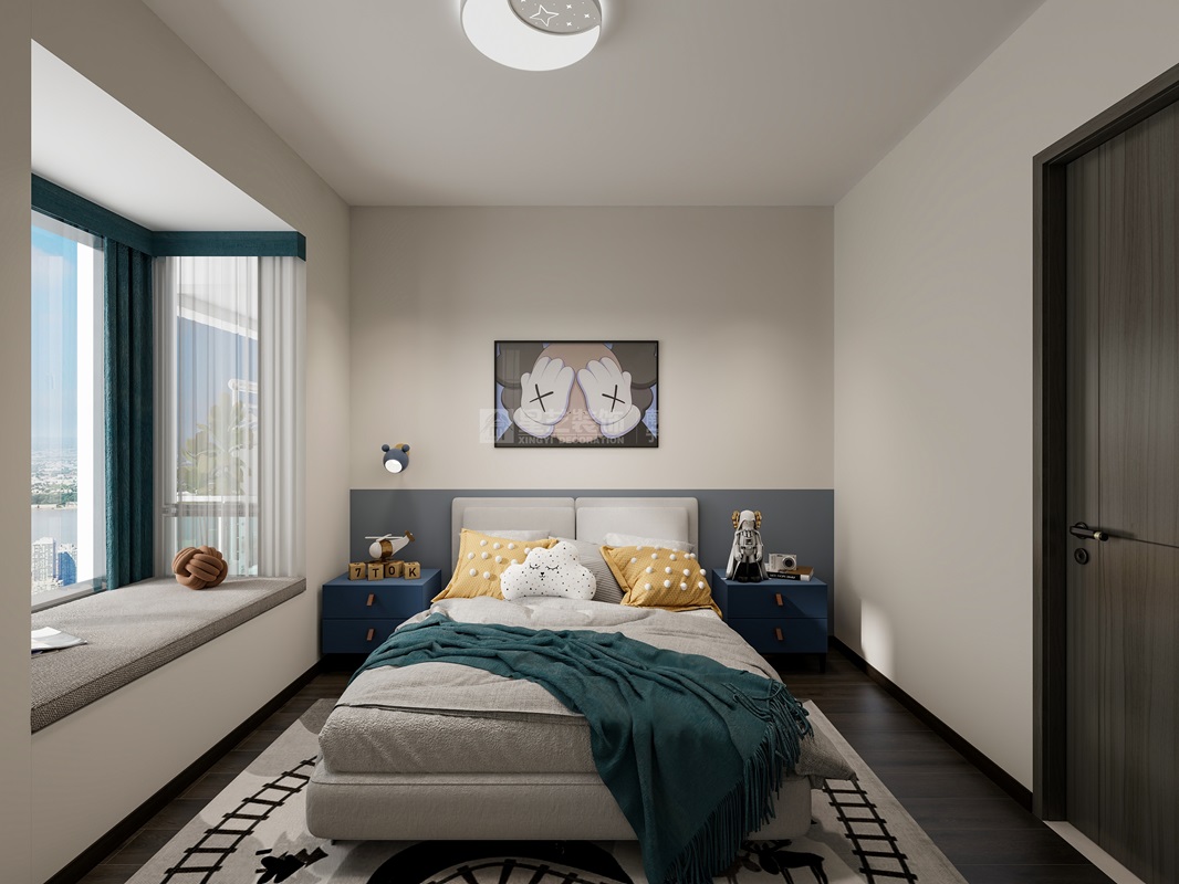 華夏院子137平現(xiàn)代簡約臥室裝修效果圖