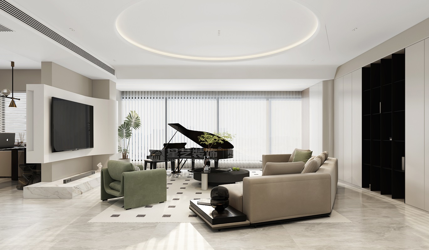 天悅臺(tái)130平現(xiàn)代奶油風(fēng)客廳裝修效果圖