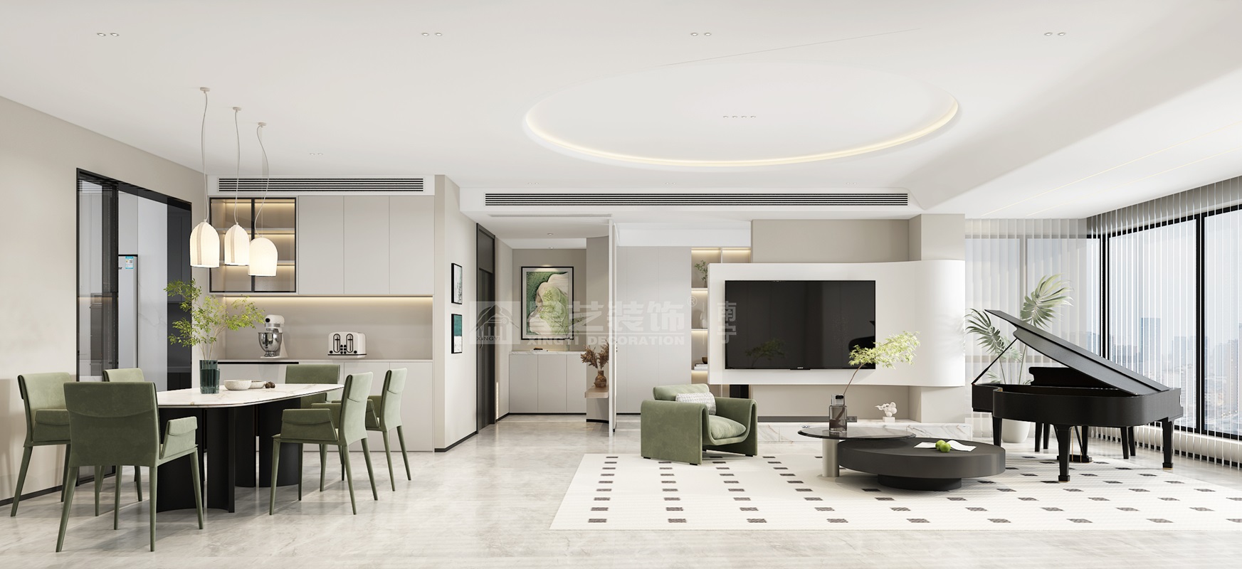 天悅臺(tái)130平現(xiàn)代奶油風(fēng)客廳裝修效果圖