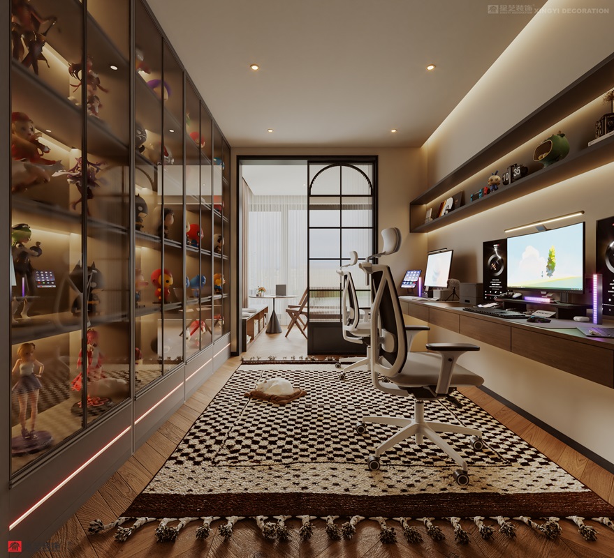 西園潤(rùn)府160平中古風(fēng)書房裝修效果圖