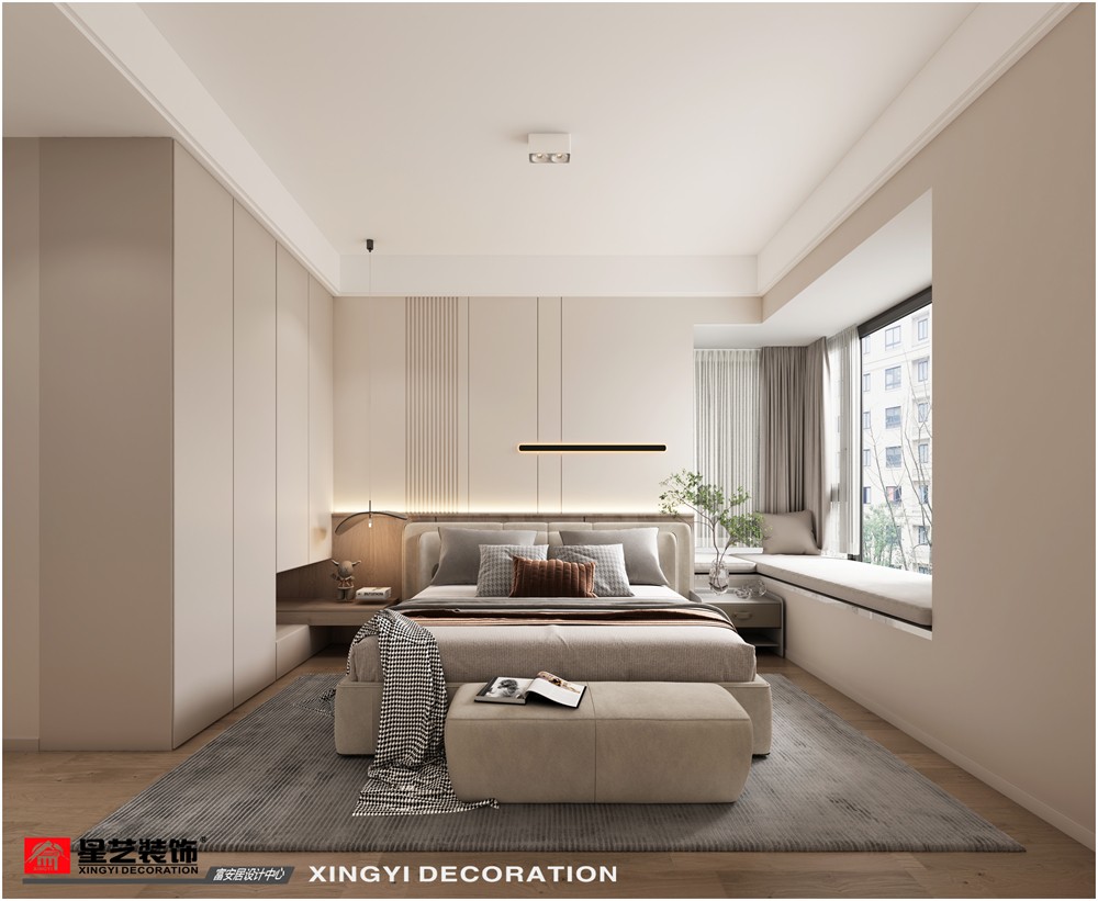 華潤二十四城120平現(xiàn)代簡約主臥裝修效果
