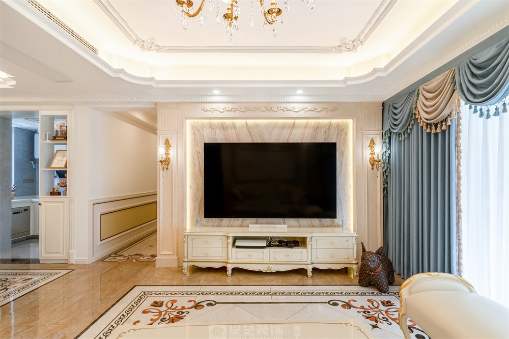盛科城120平法式裝修客廳實景
