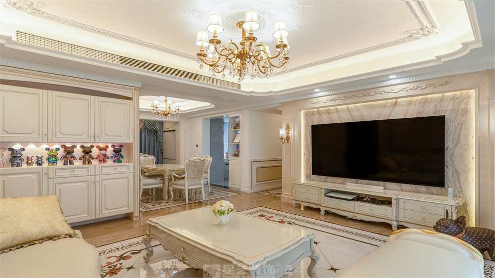 盛科城120平法式裝修客廳實景