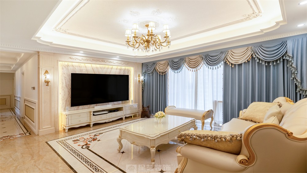 盛科城120平法式裝修客廳實景