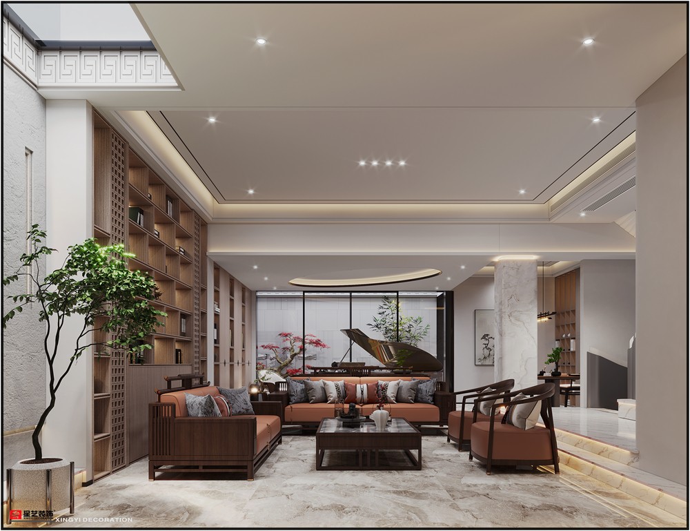 龍光天瀛別墅431平現(xiàn)代輕奢客廳裝修效果圖