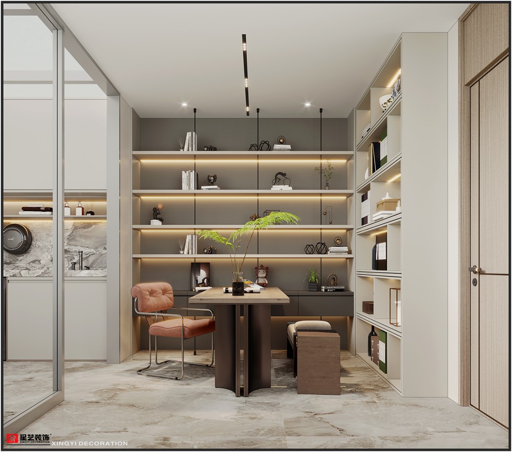 龍光天瀛別墅431平現(xiàn)代輕奢書(shū)房裝修效果圖