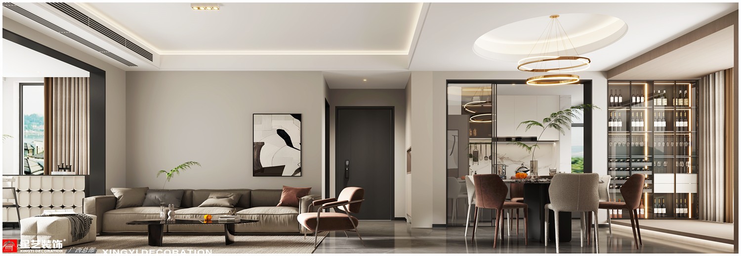 萬達(dá)茂御江國際134平現(xiàn)代 簡約客餐廳裝修效果圖