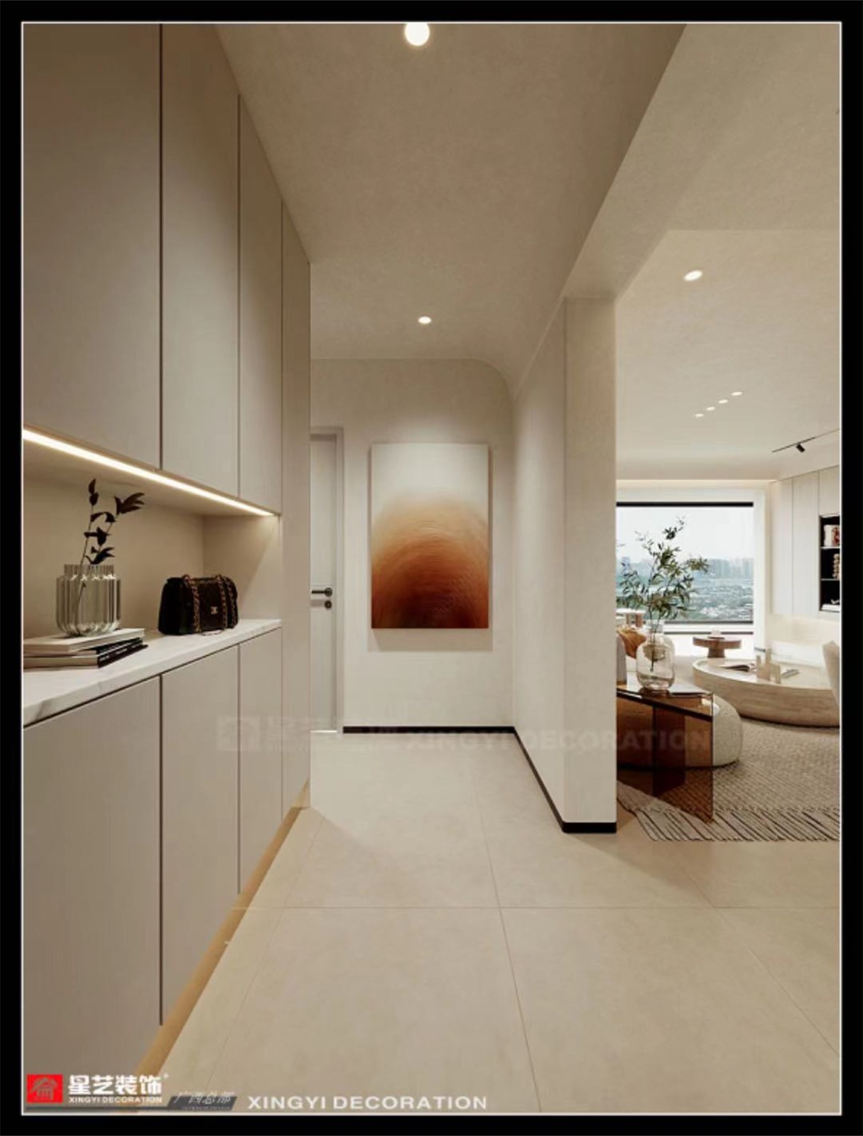 龍光天瀛146平現(xiàn)代簡(jiǎn)約入戶裝修效果圖