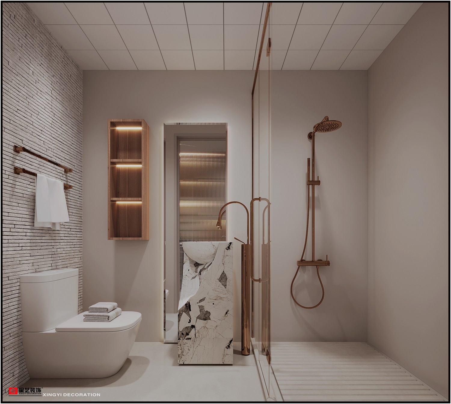 龍光玖瓏薹42平現(xiàn)代簡約衛(wèi)生間裝修效果